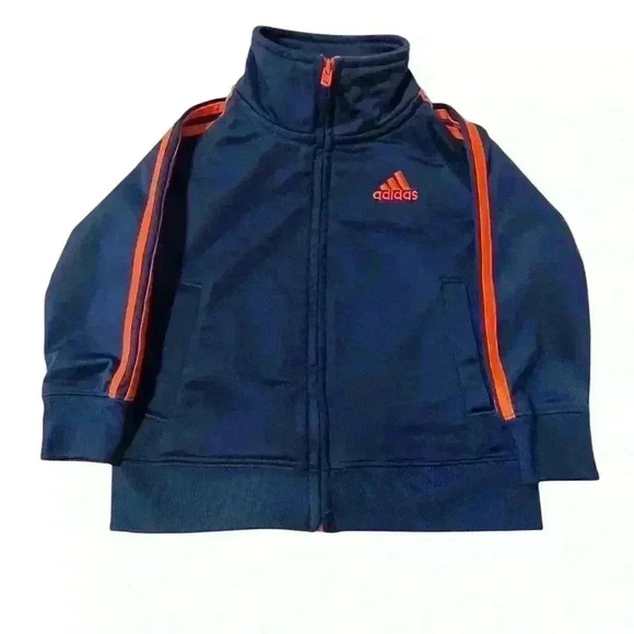 Baby Adidas Navy Blue and Orange Track Jacket. Zip up - Picture 1 of 4